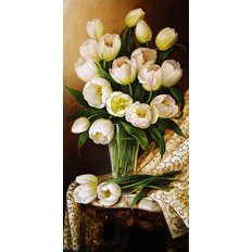 фото: картина для вышивки в алмазной технике, Букет белых тюльпанов