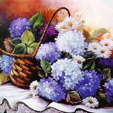 фото: картина для вышивки в алмазной технике, Корзинка с гортензией Художник Douglas Frasquetti