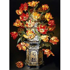 фото: картина для вышивки в алмазной технике, Тюльпаны в вазе Художник Jоse Escofet