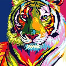 фото: картина в алмазной технике Радужный тигр
