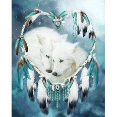 фото: картина в алмазной технике Волки Любовь и гармония