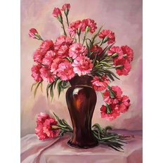 фото: картина для вышивки в алмазной технике, Букет розовых гвоздик