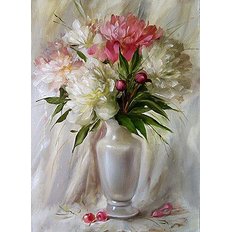 фото: картина для вышивки в алмазной технике, Нежный аромат пионов
