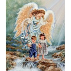 фото: картина для вышивки в алмазной технике, Ангел – детей Хранитель
