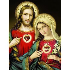 изображение: икона для вышивки в алмазной технике, Святые сердца Иисуса и Марии