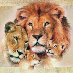 фото: картина в алмазной технике, Семья львов – Любовь и Защита