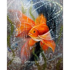 фото: картина в алмазной технике, Золотая рыбка – Загадай желание!