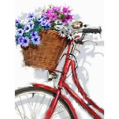 фото: картина в алмазной технике, Цветочный велосипед-2
