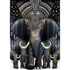 фото: картина в алмазной технике, Слоны – Символ мудрости, богатства и счастья -2