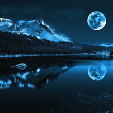 фото: картина в алмазной технике, Лунная ночь в горах