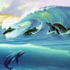 фото: картина для рисования по номерам Дельфины