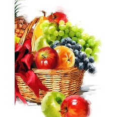 фото: картина для рисования по номерам, Корзинка с фруктами
