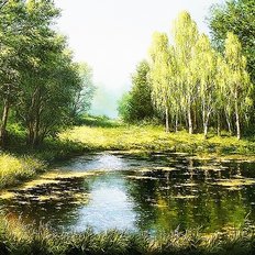 фото: картина для рисования по номерам Лесное озеро