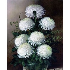 фото: картина для рисования по номерам Букет белых хризантем