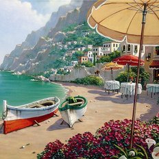фото: картина для рисования по номерам Лодки на острове Капри