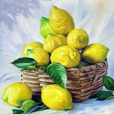 фото: картина для рисования по номерам Корзинка с лимонами
