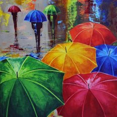 фото: картина для рисования по номерам Веселые зонтики