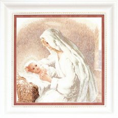 фото: картина, вышитая крестиком, Мадонна с младенцем