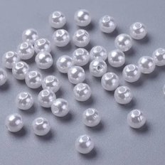 Бусины пришивные, белые, жемчуг, 5 мм, 50 штук (3,5 грамма)