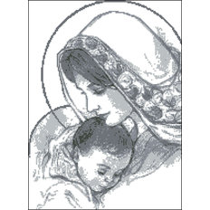 Схема для вышивания бисером или нитками на атласе Мадонна обнимает младенец С-228