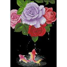 Схема для вышивания бисером или нитями Цветные розы С-242