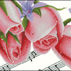 Схема для вышивания бисером или нитями Мелодичные розы С-124