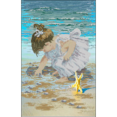 Схема для вышивания бисером или нитками Девочка на берегу моря С-207