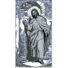 Схема для вышивания бисером или нитками на габардине Иисус стучит в дверь С-209 (II)