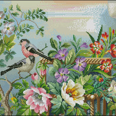 С-256Схема для вышивания бисером или нитями Птицы и цветы С-256