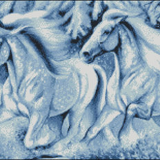 Схема для вышивания бисером или нитями на габардине Зимние лошади С-276