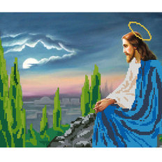 Схема для вышивания бисером или нитками на атласе Иисус на оливковой горе С-301