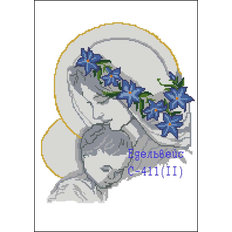 Схема для вышивания бисером или нитками на габардине Мадонна с ребенком-2