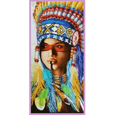 фото: картина вышитая бисером, Индейская девушка