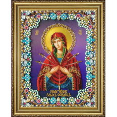 изображение: икона Богородицы Умягчение злых сердец, вышитая бисером