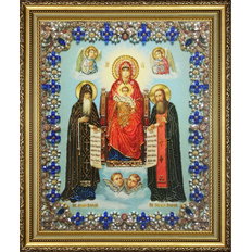 изображение: икона Божией Матери Свенская-Печерская, вышитая бисером