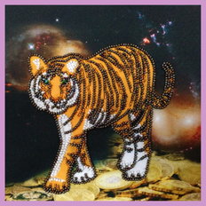 фото: картина, вышитая бисером, Символ года Тигр