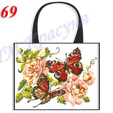 фото: пошитая сумка для вышивки бисером или нитками, белая с бабочками