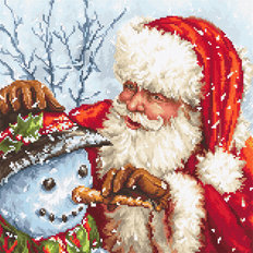 фото: картина для вышивки крестом, Santa Claus and Snowman Дед Мороз и Снеговик