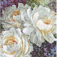 фото: картина для вышивки крестом, White Roses Белые розы