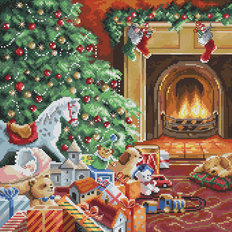 фото: картина, вышитая крестом, Уютное Рождество (Cozy Christmas)
