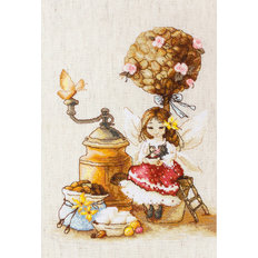 фото: картина, вышитая крестиком, Кофейная фея