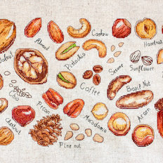 фото: картина, вышитая крестиком, Орехи и семена