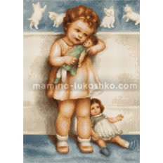 фото: картина для вышивки крестом Девочка с куклой