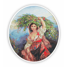 фото: картина для вышивки крестом, Итальянка с цветами