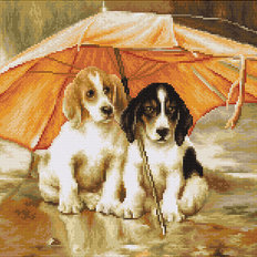 фото: картина, вышитая крестиком, Двое под зонтом