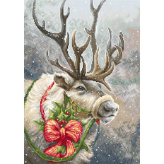 фото: картина, вышитая крестиком, Рождественский олень