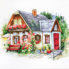 фото: картина для вышивки крестиком Красивый загородный домик