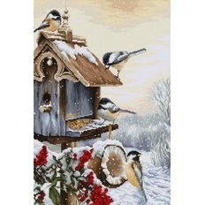 фото: картина для вышивки крестиком Птичий домик