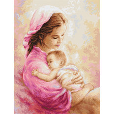 фото: картина, вышитая гобеленовым швом, Мать и дитя