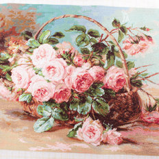 фото: картина гобелен, Корзина с розами